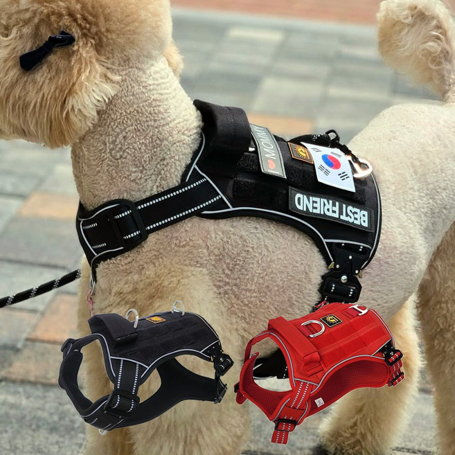 도그벤처 아틀라스 중형견 대형견 하네스 H형 HARNESS 앞섬방지 시바견 리트리버, 1개, 블랙