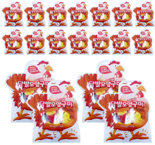 위니비니 닭발모양 라즈베리향 구미 젤리 한정행사 18개(40gx18개) 유치원 학교 교회 기업 관공서 간식 선물, 40g, 18개