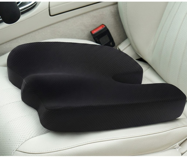 GAUTO 프리미엄 메모리폼 사무용 차량용 카시트 방석 고급 기모 바른자세 힙업 쿠션, 블랙
