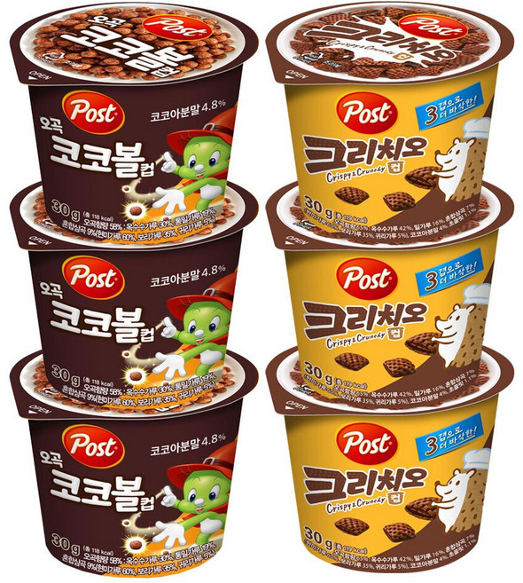 포스트 오곡코코볼컵30g 크리치오컵30g, 6개, 30g