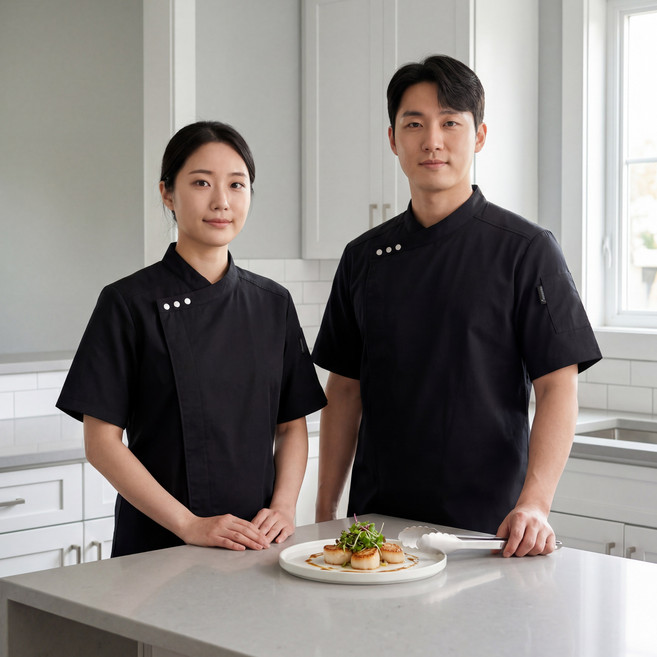 퍼블릭스테이션 남녀공용 비비드 반팔 조리복