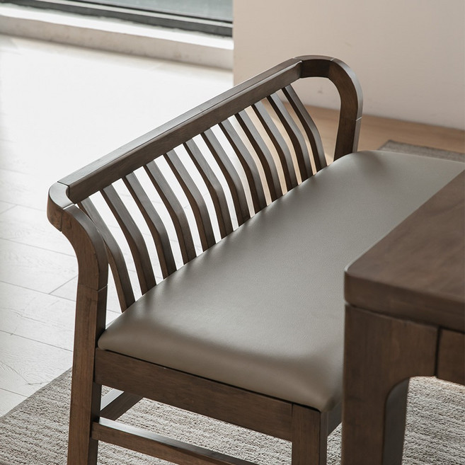 [리비니아] 제노 방석 원목 2인 식탁 커브 벤치, 월넛