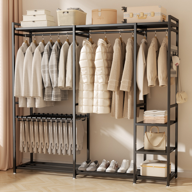 하이피러브 드레스룸 선반 철제 시스템 행거, 블랙