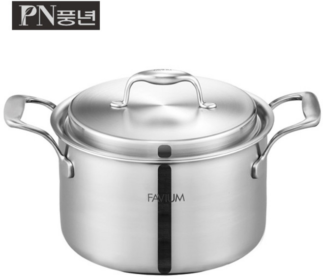풍년IH 파비움 통5중 스텐냄비 인덕션냄비 양수 편수냄비 전골 국냄비 웍 국솥 고급스테인레스냄비, 선택04-파비움 통5중냄비(24cm깊은양수)