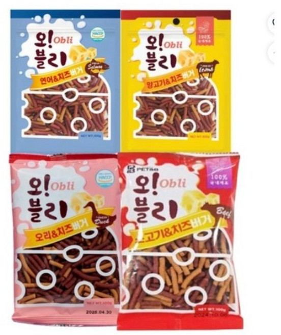 파밀 오블리 양고기 & 치즈버거 강아지 간식, 4종콤보 치즈버거, 100g, 12개