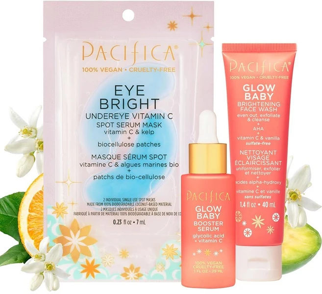Pacifica Beauty | Glow Baby 비타민 C 트라이얼 + 밸류 키트 | 3피스 스킨 케어 선물 세트 | 여행 친화적 | 브라이트닝 페이스 세럼 페이스 워시/클, Pacifica Beauty | Glow Baby 비타, 1개, 180g - 쿠팡
