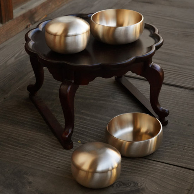 놋담 방짜유기 후 옥식기 2인+보자기 선물포장, 보자기 선물포장, 1세트, 옥식기공기2,대접2,뚜껑2