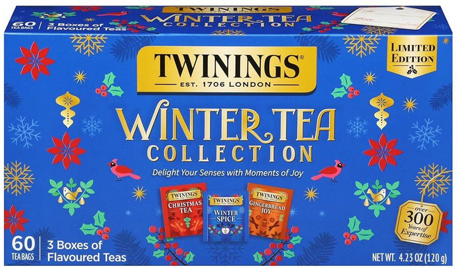 Twinings 버라이어티 팩 잉글리시 브렉퍼스트 얼 그레이 아이리쉬 레이디 카페인 홍차 티백 20개 (4팩), Variety Pack (Winter Collectio, 20 Count (Pack of 3)