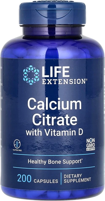 Life Extension 비타민D 함유 구연산 칼슘 캡슐 200정, LifeExtension비타민D함유구연산칼슘캡슐200정, 1개 - 쿠팡