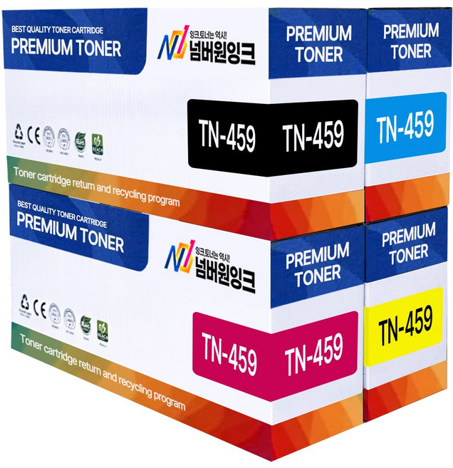 브라더 TN-459 재생토너 HL-L8260CDN HL-L8360CDW MFC-L8690CDW MFC-L8900CDW, 1개, 5. TN-459 4색1세트 [검정+파랑+빨강+노랑]