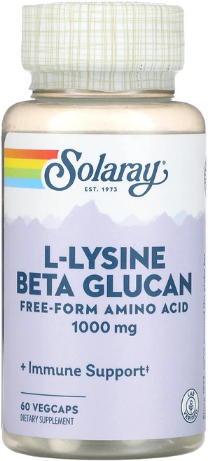 Solaray l-라이신베타글루칸 1000mg 베지 캡슐 60정(캡슐 1정당 500mg), Solarayl라이신베타글루칸1000mg베지캡슐60정캡, 1개, 60정 - 쿠팡