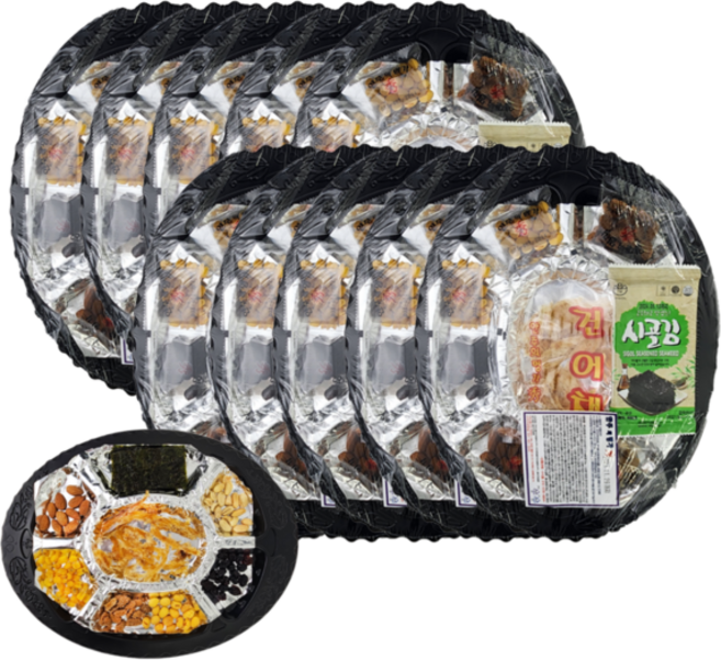 모듬안주(B세트) 10개 묶음 마른 기본 안주 세트 업소용 야유회 노래방, 1) 고급 모듬안주(B세트) 10개 묶음