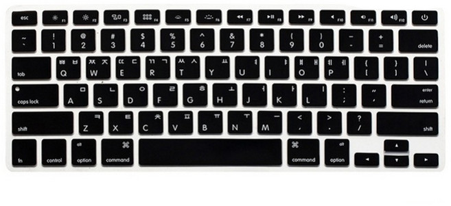 한글이 있는 실리콘 키보드 보호 커버 - MacBook Pro16" with Touch Bar A2141/ Pro13" with Touch Bar A2251/2338 (미국 버전), 검은색, 1개