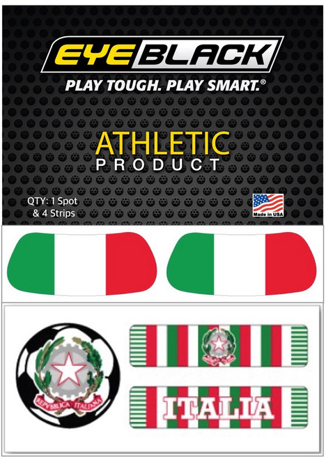 EYEBLACK 국가대표 국기 아이블랙 1쌍 + 축구 스트립 세트 (총 5 pcs) 월드컵 응원템 각종 스포츠 축구 야구 MADE IN USA, 1세트, 이탈리아 ITALY