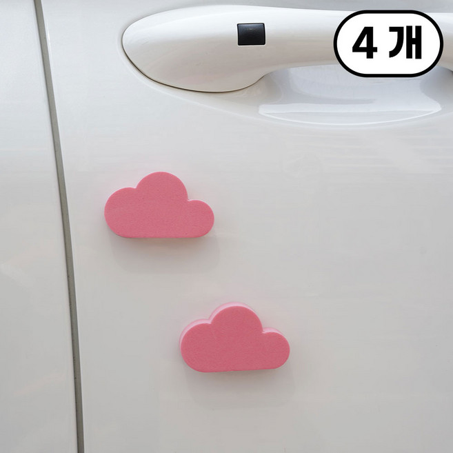 가치 차량용 문콕방지 도어가드 스펀지 구름, 4개, 핑크