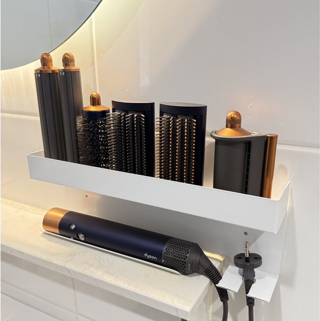 벨리에 무타공 다이슨 에어랩 호환 거치대 자율 수납 선반형, 카본 화이트, 1개