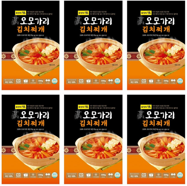 오모가리김치찌개 500gx6팩 묵은지 돼지고기김치찌개, 돼지고기, 6개, 500g