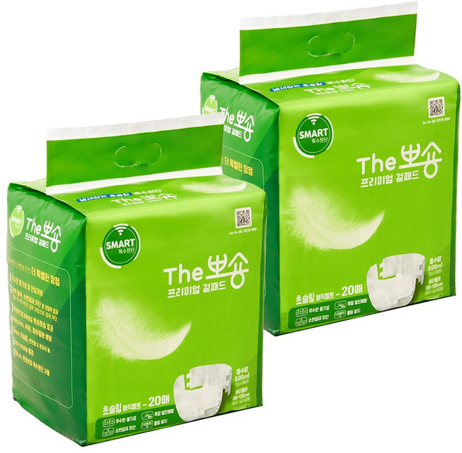 더뽀숑(The뽀숑) 실속형 성인용 겉기저귀(초슬림 매직벨트), 2개, 20개입