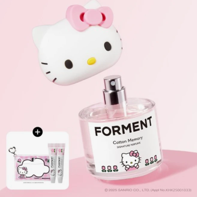 [여름 한정판] 헬로키티 복숭아 비누향 50ml (미니솔리드퍼퓸 2개&파우치 증정) 포맨트 시그니처 퍼퓸 향수 코튼메모리 (2종 택1), 1개 - 쿠팡