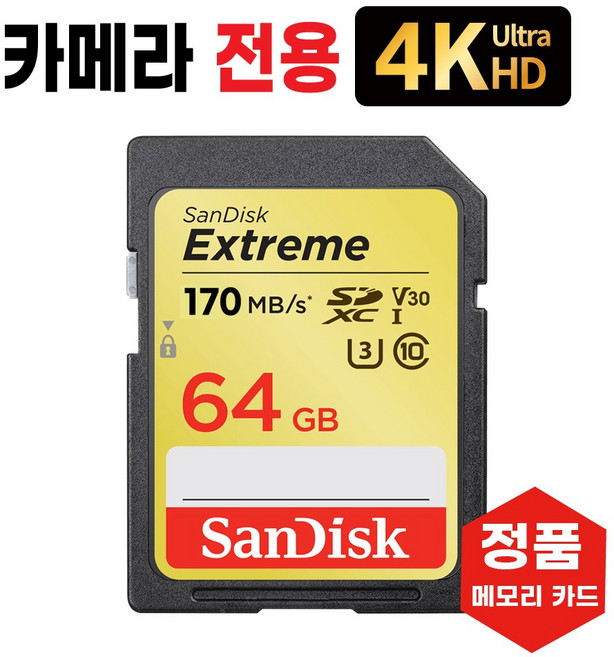 캐논 파워샷 SX40 HS 카메라메모리 SD카드 4K 64GB, 1개