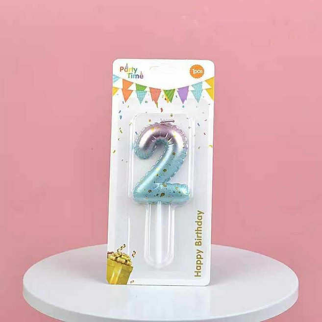 氣球造型數字蠟燭 生日蠟燭 慶生蠟燭 告白蠟燭 情人節 母親節, 1件, 漸變粉綠色氣球數字蠟燭-2, 無味, 20g