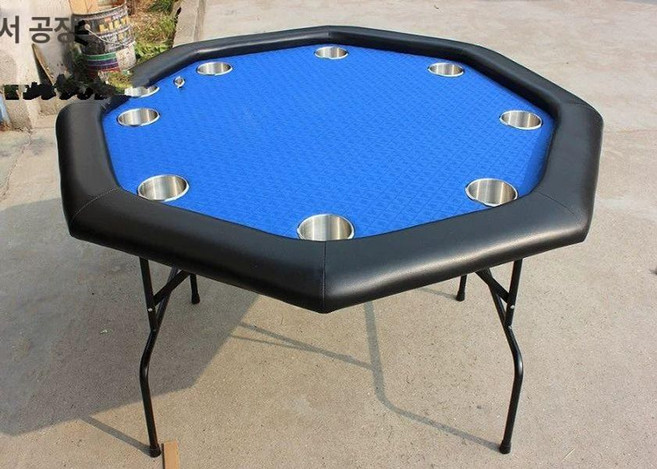 팔각형 홀덤바 카지노 칩 포커 120cm 테이블 블루 8인용, 1개, 블루 120cm