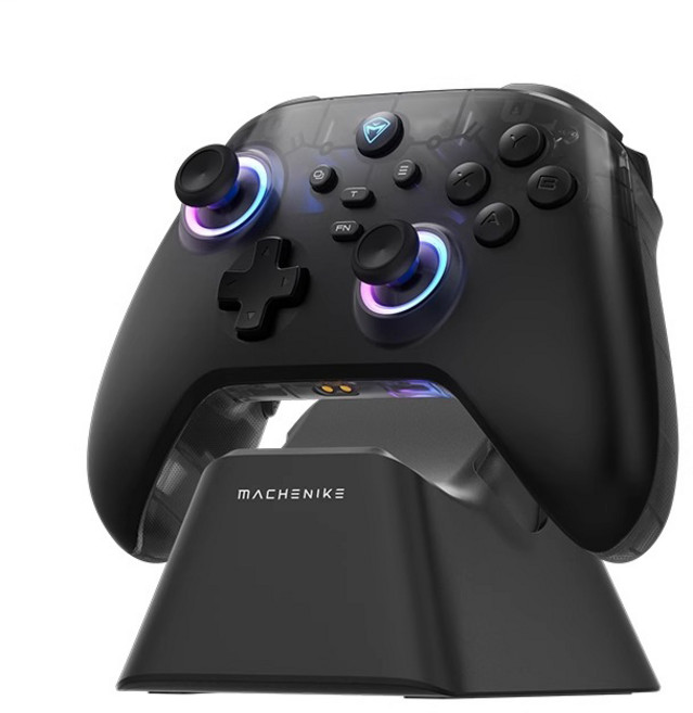 Machenike 메카닉 G3 V2 무선 컨트롤러 PC 안드로이드 iOS 닌텐도 스위치 호환 RGB 게임패드, 1개, 블랙(충전 도크 포함)