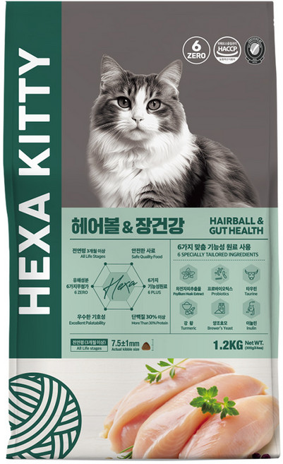 헥사 고양이사료, 1개, 1.2kg, 헤어볼