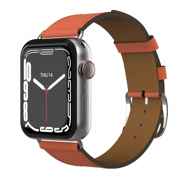 아이메이드잇 애플워치 호환 모던 가죽밴드 스트랩, 오렌지, 1개