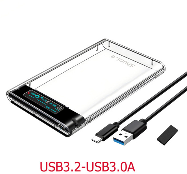 스마트 디스플레이 HDD 케이스 2.5인치 투명 HDD 인클로저 SATA to USB 3.0 외장 케이스 SATA SSD 저장 노트북 PC용, 01 CHINA, [01] Display, 1개