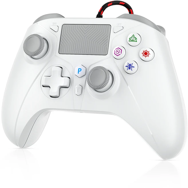 유선 게임패드 플레이스테이션5 컨트롤러 PS5/PS4/PS3/PC 콘솔 지원 터보 듀얼 센스 진동 기능/프로그래밍/, 02 white