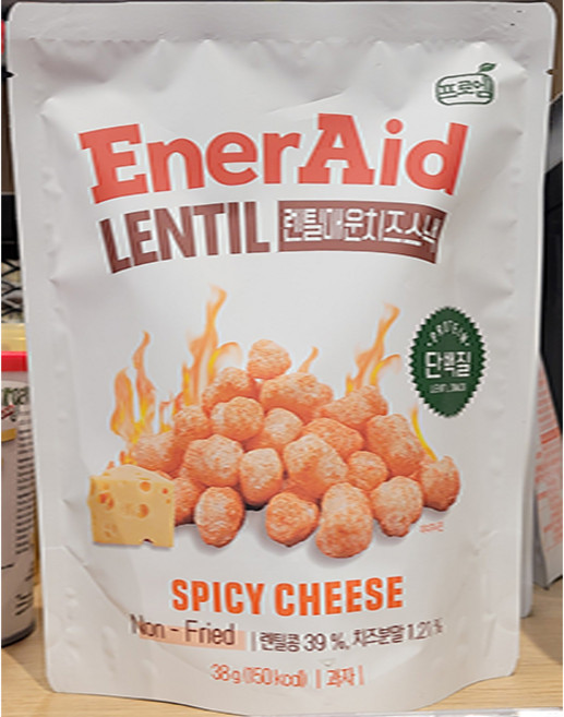 EnerAid 렌틸 매운 치즈 스낵 38g, 1개