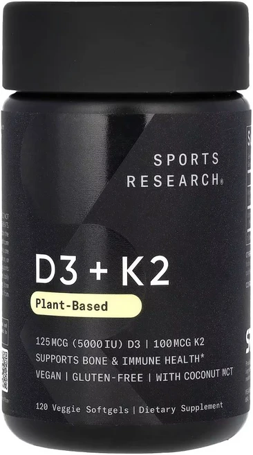 Sports Research 스포츠리서치 D3 K2 120ct 미국 효능, 1개, 120정 - 쿠팡
