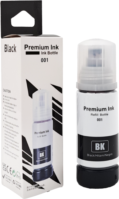 Co-create 合創 EPSON 副廠加量填充相容墨水 色彩鮮明 適用多款EPSON印表機, 001 黑色(BK), 1個