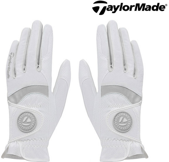 테일러메이드 여성용 티-아이스 레이디 COOL 여름용 골프장갑 양손세트, 화이트/실버, 1개