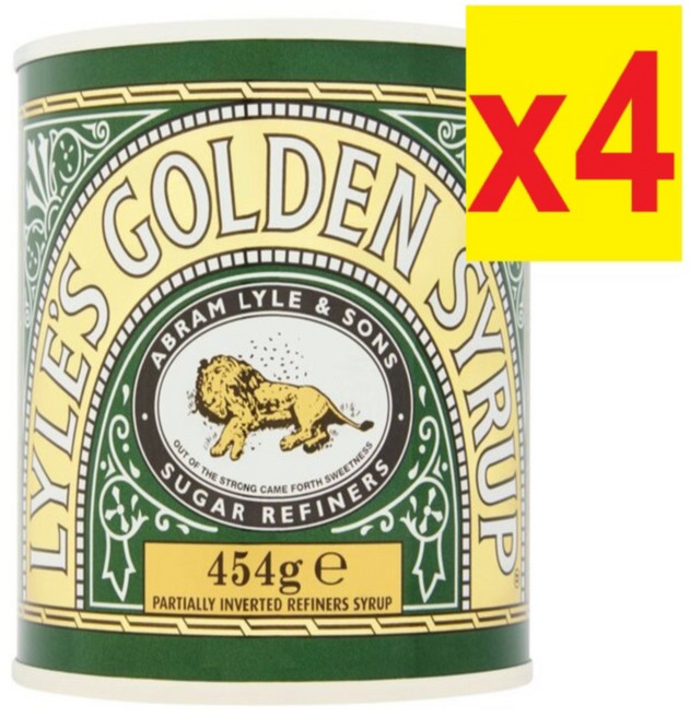 [영국발송] 454g 4캔 라일스 골든 시럽 틴 Lyles Golden Syrup tin, 4개