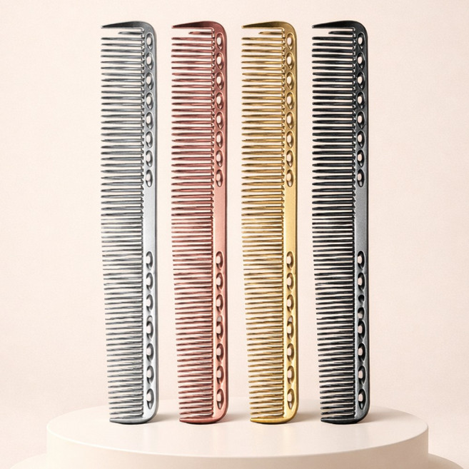 더빗다 전문가용 정전기없는 리얼 메탈 커트빗 BD-335, 1개, 실버