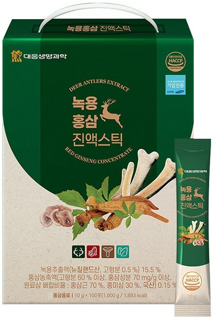 대웅생명과학 6년근 녹용 홍삼 진액스틱, 1kg, 2박스