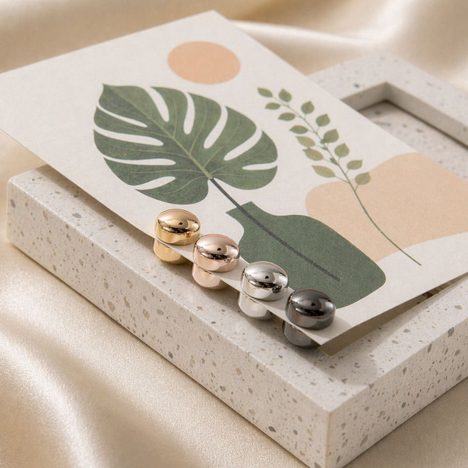 꼼쁘라스 매너단추 커텐 옷여밈 옷깃여밈 오픈방지 자석 브로치 커프스, 4개, 유광