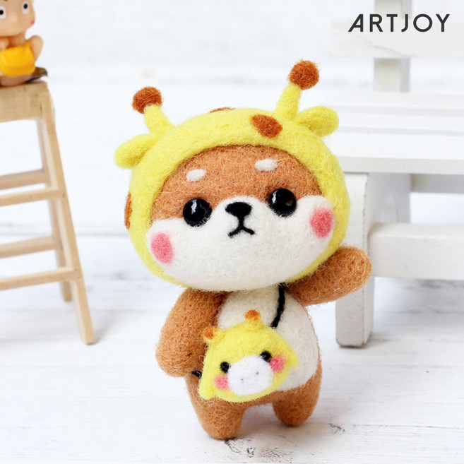 아트조이 DIY 양모펠트 키링 키트 기린 시바, 1개