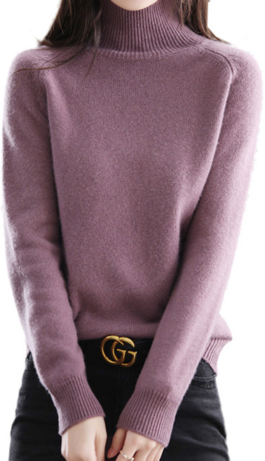 핑크셀럽 여성용 비스코스 포근 목 폴라 니트 티셔츠