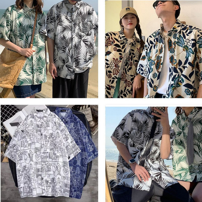 남녀커플하와이안셔츠 바캉스커플남방