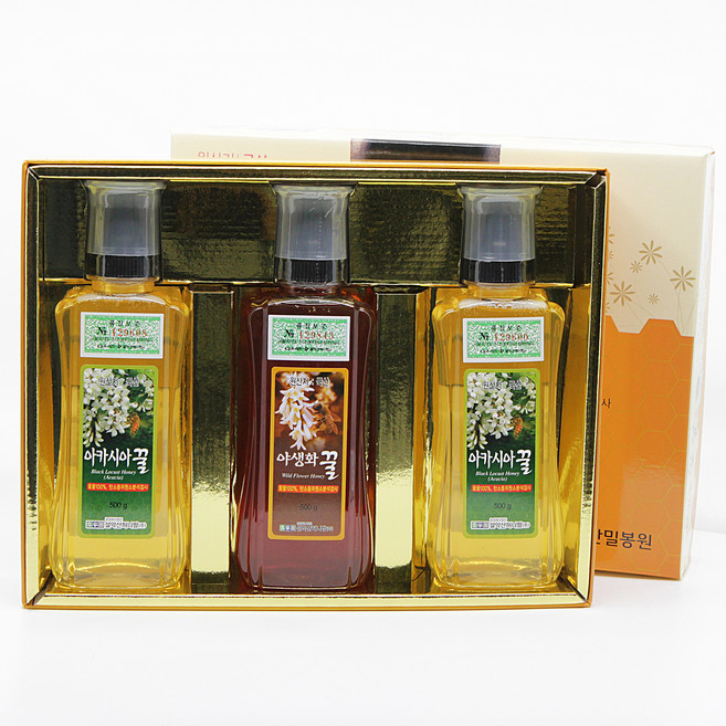 [설악산허니팜] 튜브꿀 선물세트_아카시아 + 아카시아꿀 +야생화꿀, 500g, 3개