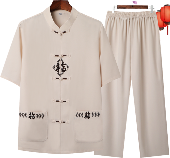 남성 반팔 면마 세트 중장년 생활 세트 빅사이즈 반팔 캐주얼 세트