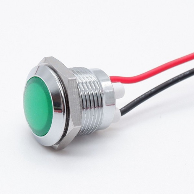 12mm 방수 LED 금속 경고 표시 등 파일럿 신호 램프 IP66 3V 220v 빨간색 노란색 녹색, 12 Green 3-6V(5V)