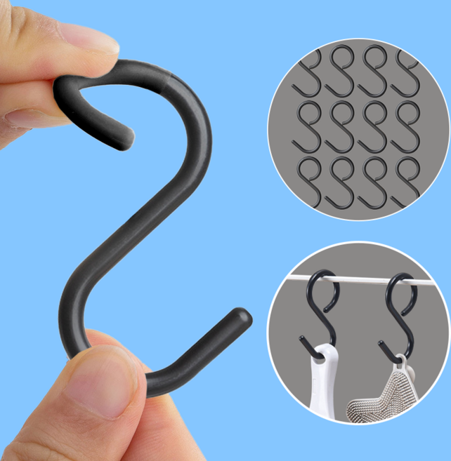 에버리즈 녹슬지 않는 다용도 S자고리 고정형, 6cm, 12개, 다크 블랙