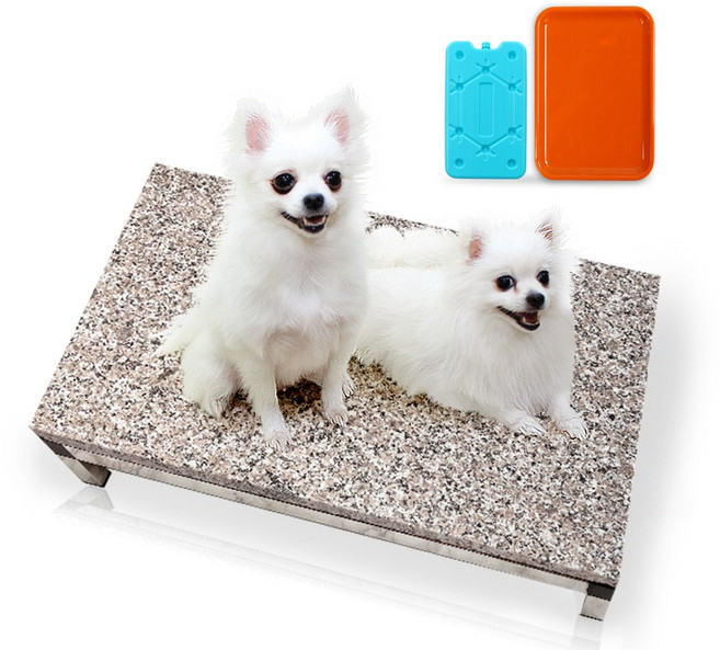 시원한 애견대리석 세라믹 화강석 모음, 화강석 대리석 +스테인리스 프레임 + 콜드팩트레이, 1개