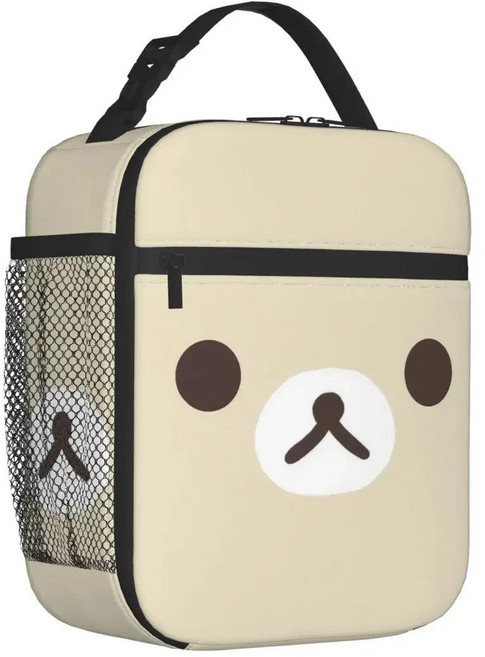 Korilakkuma 얼굴 절연 점심 가방 대형 리락쿠마 용기 열 토트 도시락 상자 학교 피크닉 식품 보관, 01 26x21x11CM, 01 1