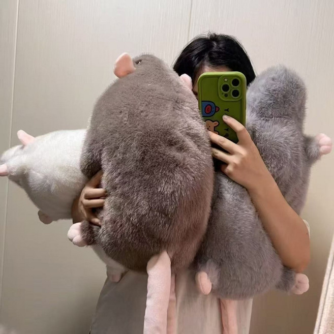 仿真老鼠抱枕 絨毛玩偶 鼠鼠娃娃 療癒靠枕, 大灰鼠90cm