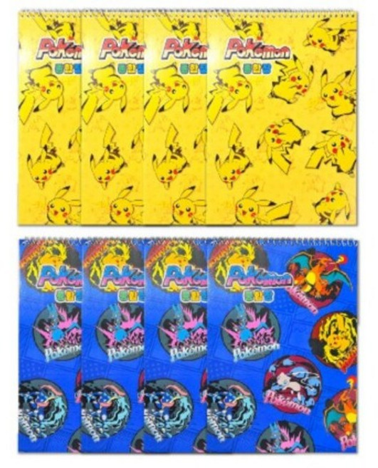 포켓몬스터 스프링 종합장 블루 4p + 옐로우 4p 세트, 1세트, 블루, 옐로우